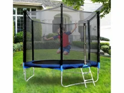 Trampolín de jardín para niños y adultos, juegos al aire libre, 183 cm, y azul, con red de seguridad y cubierta protectora. < Clearance