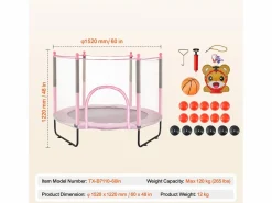 Trampolín SucceBuy Trampolín para Niños de 152.5CM con Red de Protección para Interiores y Exteriores. < Clearance