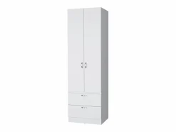TuHome Armario * Armario alto Mayer en melamina con dos puertas y dos cajones, Blanco
