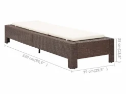 vidaxl Tumbona * Tumbona con cojín de ratán sintético marrón Marru00f3n