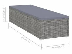 vidaxl Tumbona * Tumbona con cojín y mesita de ratán sintético Gris