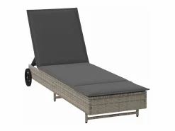 vidaxl Tumbona * Tumbona con ruedas y cojín ratán sintético Gris