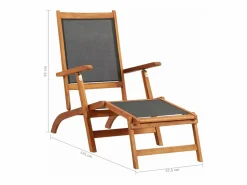 vidaxl Tumbona * Tumbona de exterior de mandera maciza acacia y textileno Color natural claro