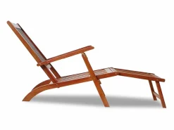 Tumbona tumbona cama de jardín mobiliario de terraza con reposapiés madera maciza de acacia 02_0012569 < Helloshop26 Discount