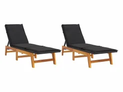 Tumbonas con cojines 2 uds ratán sintético madera maciza acacia < vidaxl Clearance
