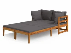 Tumbonas con cojines oscuro 2 unidades madera de acacia < vidaxl Hot
