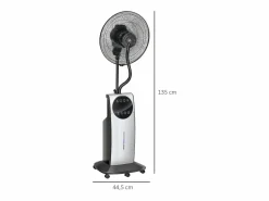 Aire Acondicionado, Ventilación * Ventilador con función nebulizador 90W, 3 modos, depósito de 31L, ruedas, mando a distancia, oscilante, (44,5x38,5x135cm) Negro