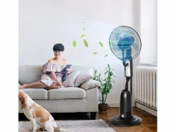 Aire Acondicionado, Ventilación | Ventilador de pedestal con nebulizador de 2,8 L, 3 modos, oscilación, temporizador y ángulo ajustable, (44,5 x 44,5 x 120 cm)