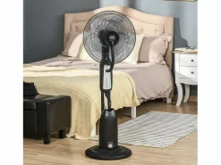 Aire Acondicionado, Ventilación * Ventilador de pedestal 2 en 1 con nebulizador de 2,8 L, función de nebulización, de metal, 120 cm de altura, (44,5 x 44,5 x 120 cm) Negro