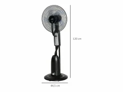 Aire Acondicionado, Ventilación * Ventilador de pedestal 2 en 1 con nebulizador de 2,8 L, función de nebulización, de metal, 120 cm de altura, (44,5 x 44,5 x 120 cm) Negro