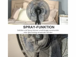 Aire Acondicionado, Ventilación * Ventilador de pedestal 2 en 1 con nebulizador de 2,8 L, función de nebulización, de metal, 120 cm de altura, (44,5 x 44,5 x 120 cm) Negro