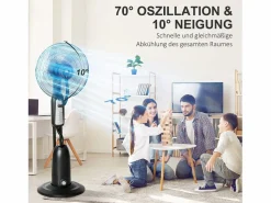 Aire Acondicionado, Ventilación * Ventilador de pedestal 2 en 1 con nebulizador de 2,8 L, función de nebulización, de metal, 120 cm de altura, (44,5 x 44,5 x 120 cm) Negro