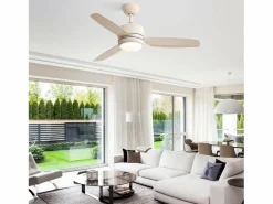 Aire Acondicionado, Ventilación * Ventilador de techo - Ventilador de techo con luz LED y 3 aspas de ABS - 6 tipos de ventiladores con control remoto - para sala de estar Beige