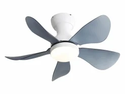 Aire Acondicionado, Ventilación * Ventilador de techo con iluminación LED integrada, 5 palas de ABS transparente, motor DC, montaje empotrado (73,66x73,66x29,97cm) Blanco