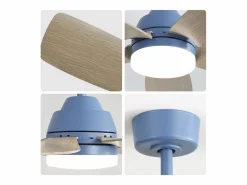 Aire Acondicionado, Ventilación * Ventilador de techo 42" con luz LED 22W, 5 aspas de ABS, control remoto, , para dormitorio, sala, comedor y oficina (106,6x106,6x46,5cm) Azul
