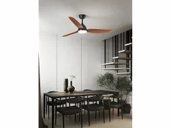 Aire Acondicionado, Ventilación * Ventilador de techo con luz Perenz 7189 N CT Negro - Ø 132 cm, 3 aspas, 6 velocidades, motor DC de 40 W, silencioso Marru00f3n chocolate