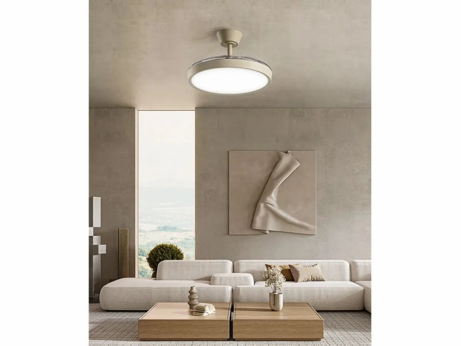 Aire Acondicionado, Ventilación | Ventilador de techo con luz Perenz 7196 R CT Arena - Ø 106 cm, 3 aspas, 6 velocidades, motor DC de 40 W, silencioso