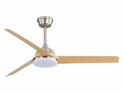 Ventilador de techo de 52 pulgadas con luz LED de 22 W, 3 aspas de ABS, control remoto, níquel cepillado, ideal para sala de estar (132 x 132 x 36,5 cm) < Hot