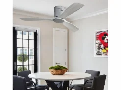 Ventilador de techo moderno - Ventilador de techo de 52" con 3 aspas - Motor de CC reversible y silencioso - Para sala de estar < OKWISH Best