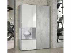 Vitrina Cómoda Morena, cuerpo en blanco mate/ puerta derecha e inserción con apariencia de óxido de hormigón < Clearance