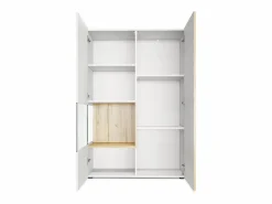 Vitrina Cómoda Morena, cuerpo en blanco mate/ puerta derecha e inserción con apariencia de óxido de hormigón < Clearance