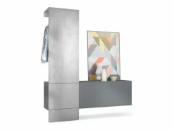 Vladon Mueble recibidor Carlton Set 4, Mueble de entrada compuesto por 1 Perchero, 1 Zapatero, antracita mate/hormigón oxidado (156,5 x 193 x 35 cm) < New