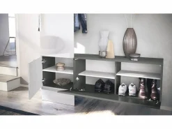 Vladon Mueble recibidor Carlton Set 4, Mueble de entrada compuesto por 1 Perchero, 1 Zapatero, antracita mate/hormigón oxidado (156,5 x 193 x 35 cm) < New