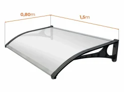 - Marquesina Puerta Exterior 150x80 cm – Policarbonato 2,7mm – Soportes Aluminio Antracita – Fácil Montaje – Tejadillo Protección Lluvia < Wasabi Outlet