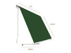- Toldo Exterior Balcón 200x245cm – Soporte Techo/Pared – Anclaje Barandilla – Estructura Aluminio – Lona UV Poliéster – Manivela Manual – Completo < Wasabi Clearance
