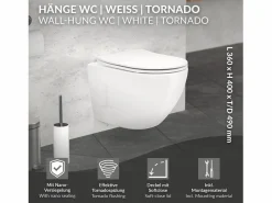 WC cerámico suspendido brillante corto 49 cm sin borde, nanorecubrimiento < LuxeBath Clearance