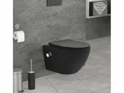 WC cerámico suspendido con función bidé y tornado largo 53,5 cm softclose < LuxeBath Outlet