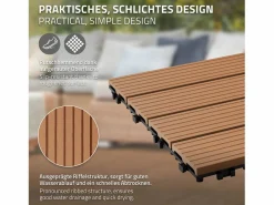 44x Baldosas de exterior de WPC, , 30 x 30 cm, marrón claro, 4 m² < ECD Germany Sale