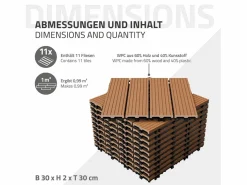 44x Baldosas de exterior de WPC, , 30 x 30 cm, marrón claro, 4 m² < ECD Germany Sale