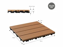 55x Baldosas de exterior de WPC, 30 x 30 cm, marrón claro, 5 m² < ECD Germany Sale
