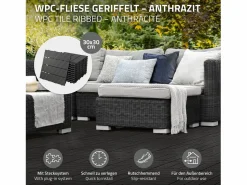44x Baldosas de terraza de WPC, Baldosas de balcón, 30 x 30 cm, antracita, 4 m² < ECD Germany New