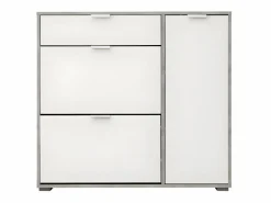 Zapatero ARIETTA - 2 puertas abatibles - Blanco y cemento < Vente-unique Hot