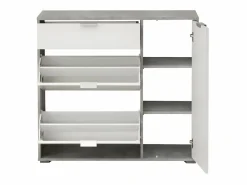 Zapatero ARIETTA - 2 puertas abatibles - Blanco y cemento < Vente-unique Hot