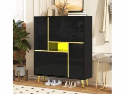 Zapatero con frente brillante - 80 x 25 x 96 cm - LED - Tablero de partículas - < Merax Clearance