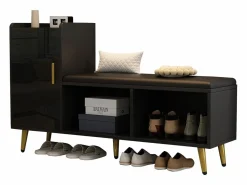 Zapatero - 120 x 35 x 71,5 cm - con asiento tapizado + espacio de almacenaje - aglomerado - < Merax Best